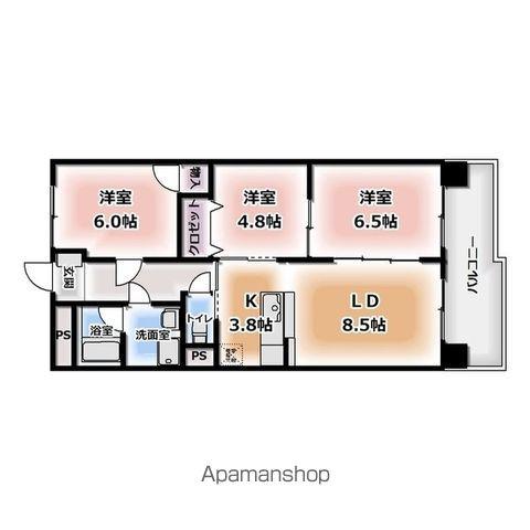 グランドゥール稲川(3LDK/6階)の間取り写真