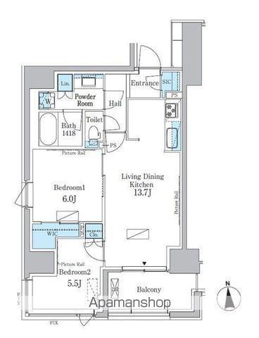 パークアクシス新宿百人町(2LDK/2階)の間取り写真