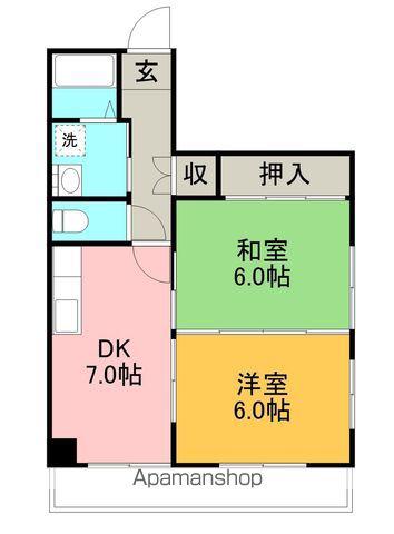 山崎ハイツ(2DK/2階)の間取り写真
