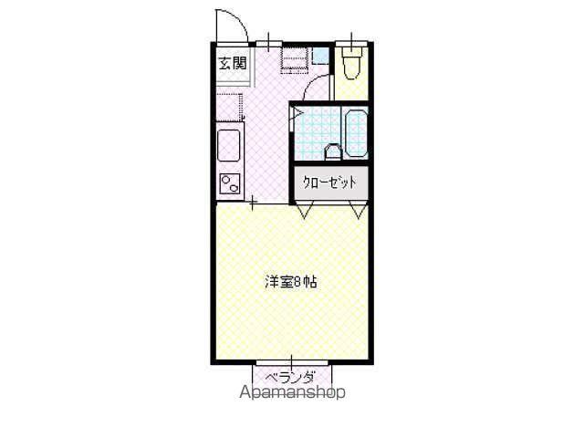 シャトーレオB棟(1K/1階)の間取り写真