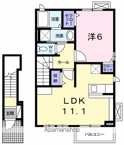 グレイスフル A(1LDK/2階)の間取り写真