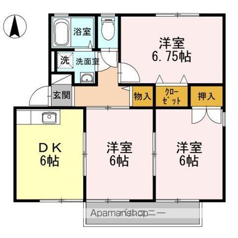 ロイヤルガーデン 雅 B(3DK/1階)の間取り写真