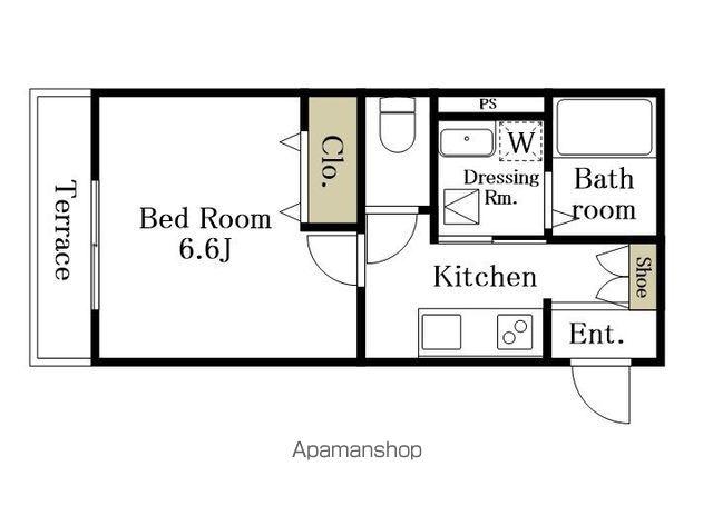 MODEST東(1K/1階)の間取り写真