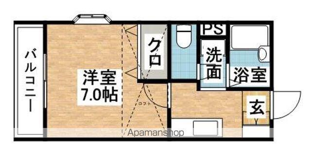 スカイハイツ内橋Ⅲ(1K/1階)の間取り写真