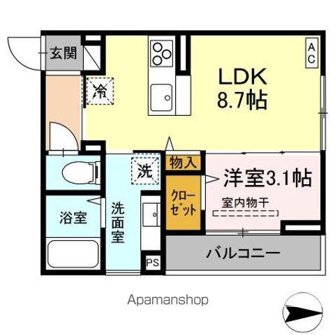 J-ROOM妃 VII番館 屋代駅前(1LDK/3階)の間取り写真