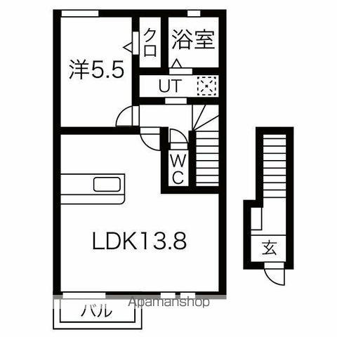 グランドソレイユ幸(1LDK/2階)の間取り写真