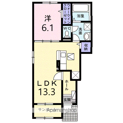 MAISON DU REVE(1LDK/1階)の間取り写真