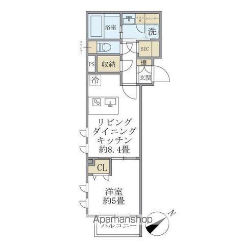コンポジット早稲田鶴巻町(1LDK/2階)の間取り写真