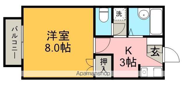 ファミール堀部Ⅲ A棟(1K/1階)の間取り写真