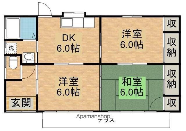鹿児島県鹿屋市 1階建 築29年(3DK)の間取り写真