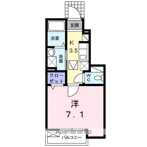 マイディアⅡ(1K/1階)の間取り写真