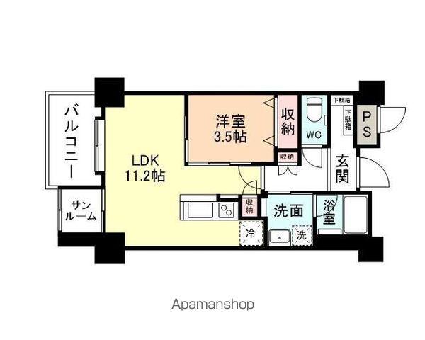 PLAZA布瀬Ⅱ(1LDK/4階)の間取り写真