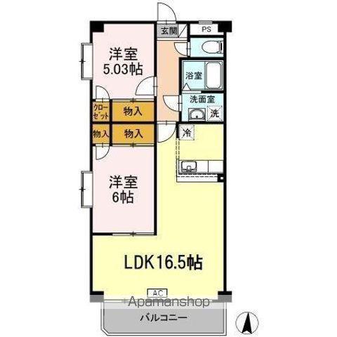 プランドール鳥羽見(2LDK/3階)の間取り写真