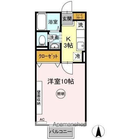 シャインポート屋島E・F棟(1K/2階)の間取り写真