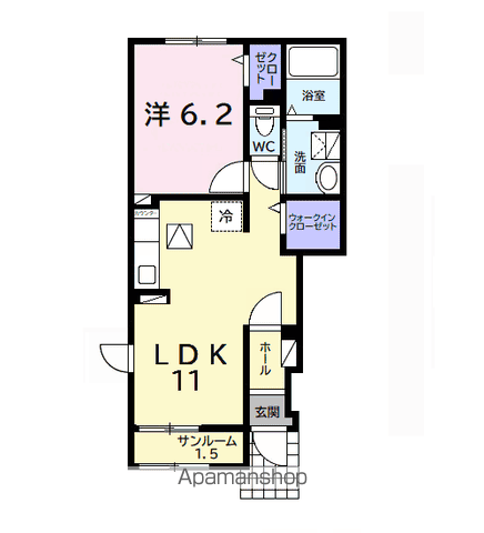 ルミエールA(1LDK/1階)の間取り写真