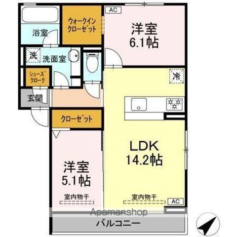 D-ROOM長沼1丁目(2LDK/2階)の間取り写真