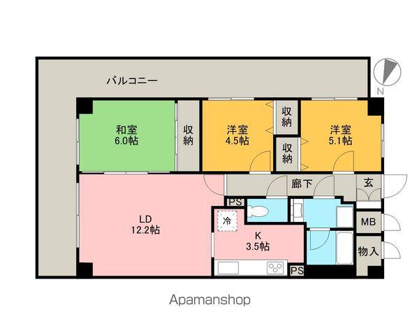ピュアコートベル(3LDK/8階)の間取り写真