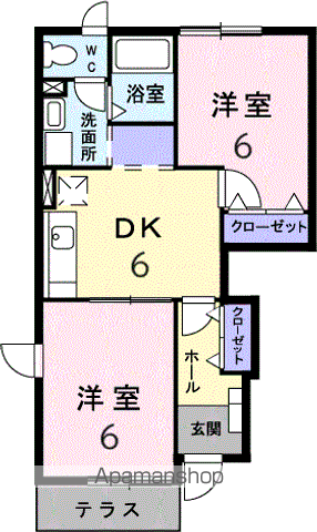 マロニエⅡ(2DK/1階)の間取り写真
