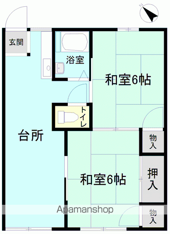 きぬ川ハイツ(2DK/1階)の間取り写真