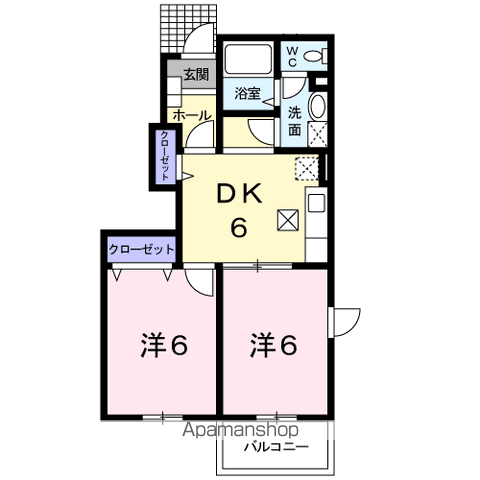 ノースヴァリーB(2DK/1階)の間取り写真