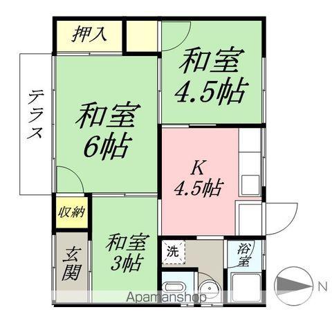 宇野線 備前西市駅 徒歩20分 1階建 築53年(3K)の間取り写真