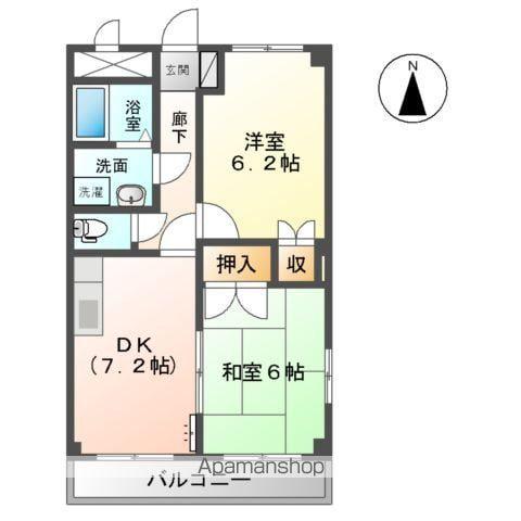グリーンヒルズ(2DK/2階)の間取り写真