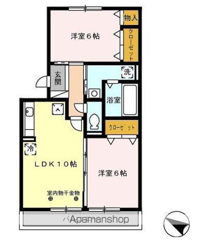 メゾンあざぶB棟(2LDK/1階)の間取り写真