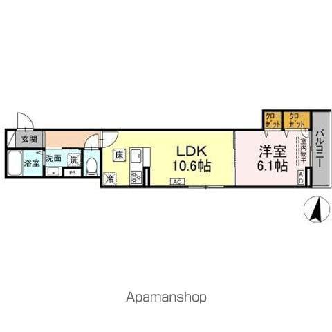 セレスティア向山(1LDK/1階)の間取り写真