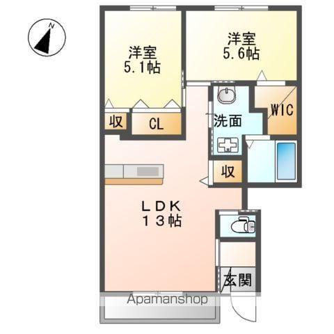 リリック・ポエトリー(2LDK/1階)の間取り写真