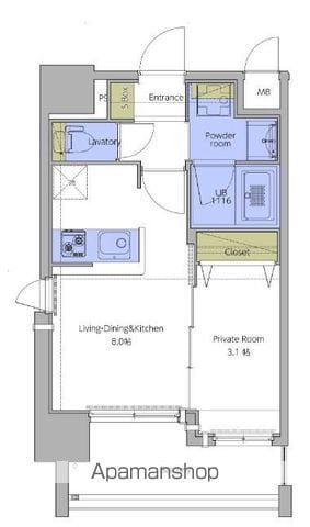 ネストピア東比恵駅前3(1LDK/8階)の間取り写真