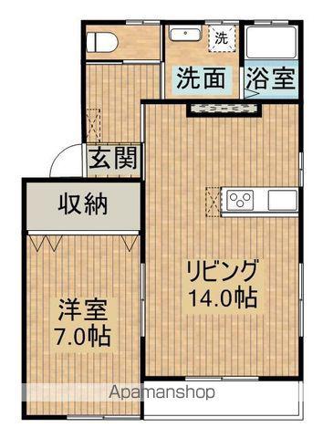 MS TWO(1LDK/1階)の間取り写真