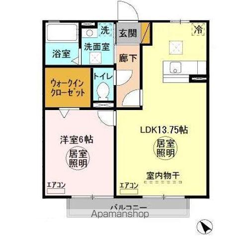 ウィルビューC(1LDK/1階)の間取り写真