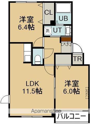 ラフレシール中道(2LDK/2階)の間取り写真