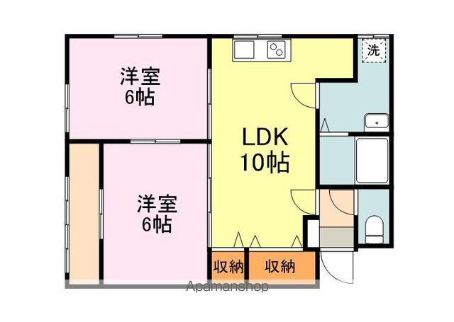 メゾンエル沖野上(2LDK/3階)の間取り写真