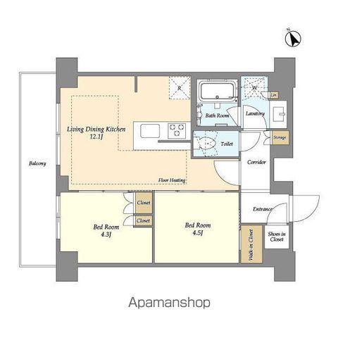 オアーゼ日暮里レジデンス(2LDK/10階)の間取り写真