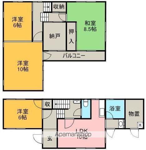 徳島県徳島市 2階建 築39年(3LDK)の間取り写真