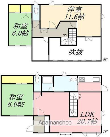 北海道北斗市 2階建 築31年(3LDK)の間取り写真