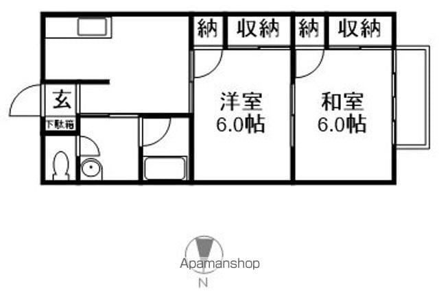 イーストタウン D棟(2DK/1階)の間取り写真