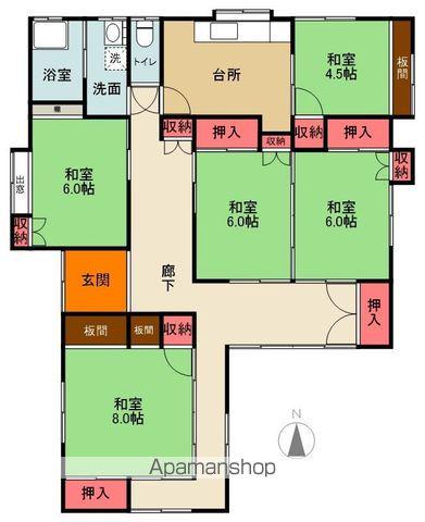 常磐線 植田駅(福島) バス乗車時間：17分 後江栗バス停で下車 徒歩4分 1階建 築47年(5DK)の間取り写真