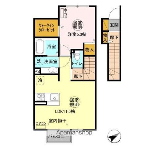 フォレストメゾン深芝(1LDK/2階)の間取り写真