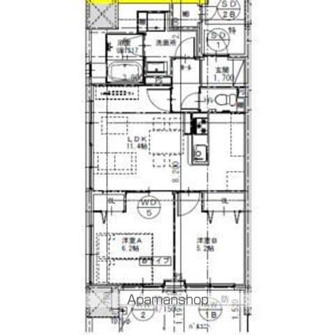 さくらHILLS ROKUBAN PLATINUM RESIDE(2LDK/11階)の間取り写真