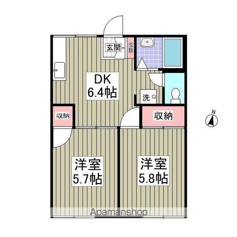 ファミールクロス(2DK/1階)の間取り写真