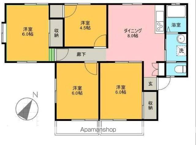 ルーミー甲府33号館(4DK/2階)の間取り写真