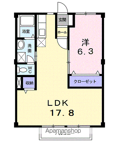 ファミーユ大洞Ⅱ(1LDK/2階)の間取り写真