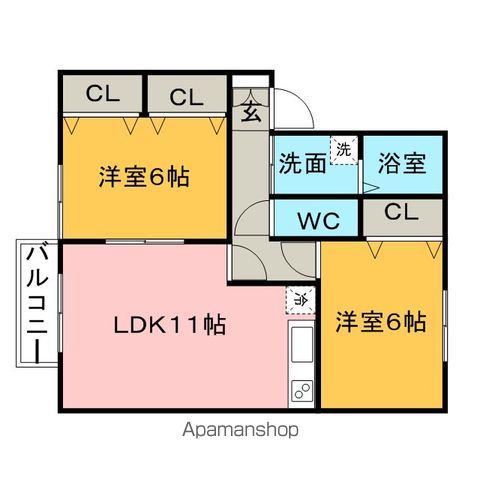アパルトマントNFBB棟(2LDK/1階)の間取り写真