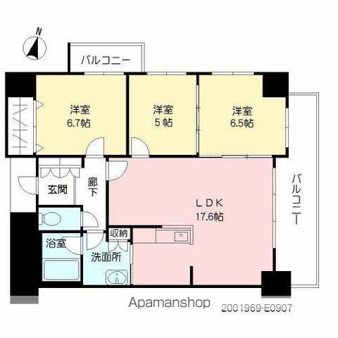 プライムメゾン セントラルパーク(3LDK/9階)の間取り写真