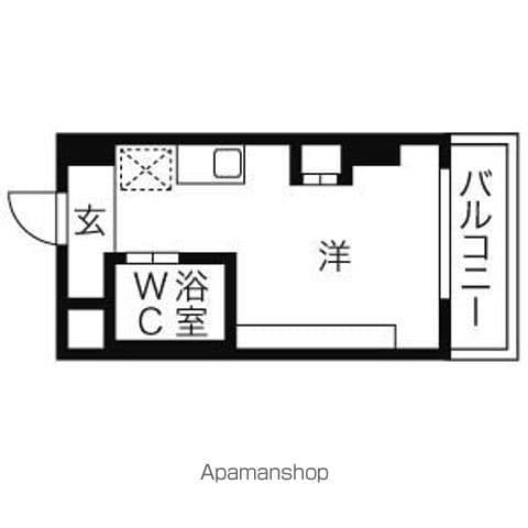 岩井橋ロイヤルハイツ(1K/8階)の間取り写真