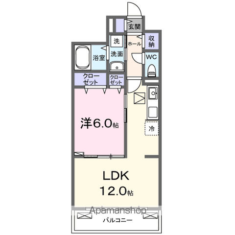 ローレル(1LDK/1階)の間取り写真