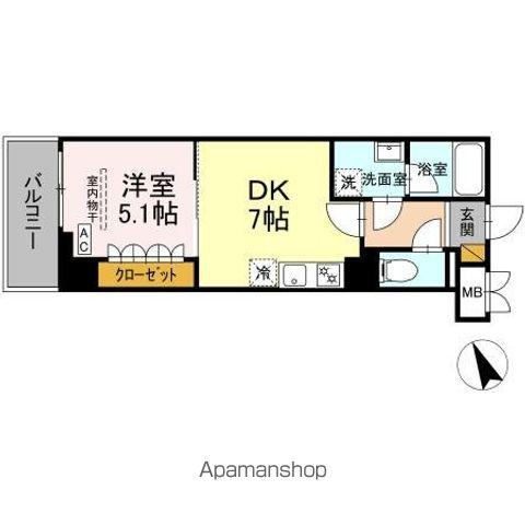 GRAND VILLAGE(1DK/6階)の間取り写真