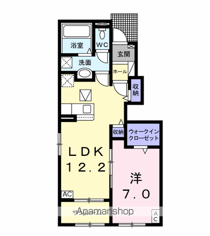 くおっ館 A(1LDK/1階)の間取り写真